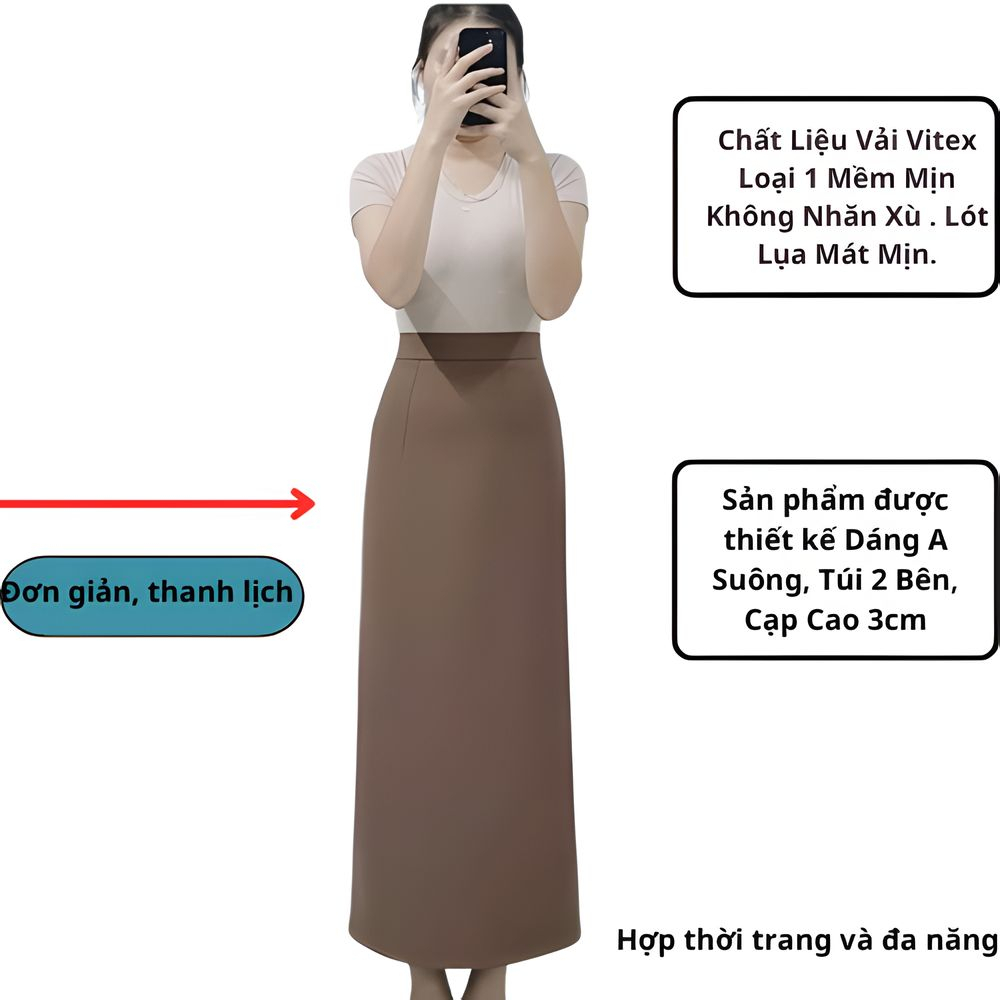 Chân Váy Chữ A Suông Dáng Dài 90cm Tôn Dáng Che Khuyết Điểm Cho Các Nàng SHOPNGOCTRANG19