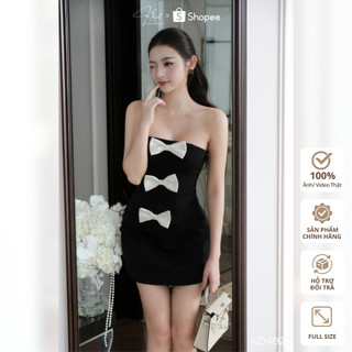 Đầm quây đen Khiết Style thiết kế A-line basic phối nơ trắng thanh lịch, phong cách tiệc tùng KD492