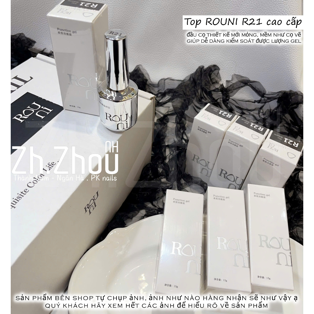 Sơn Gel Top bóng Rouni Cao cấp, top Rouni 21.base úp móng rouni, top siêu bóng, base top cứng móng rouni cao cấp