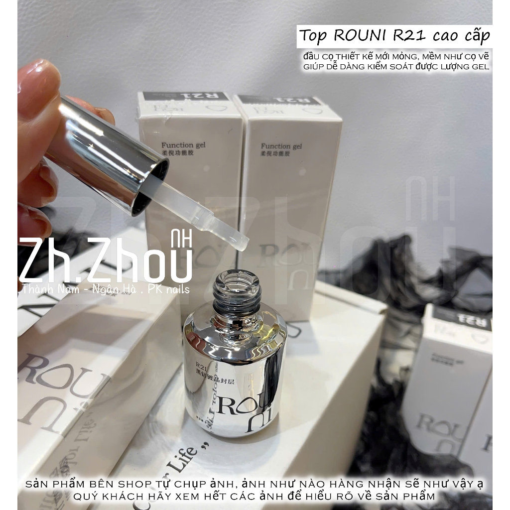 Sơn Gel Top bóng Rouni Cao cấp, top Rouni 21.base úp móng rouni, top siêu bóng, base top cứng móng rouni cao cấp
