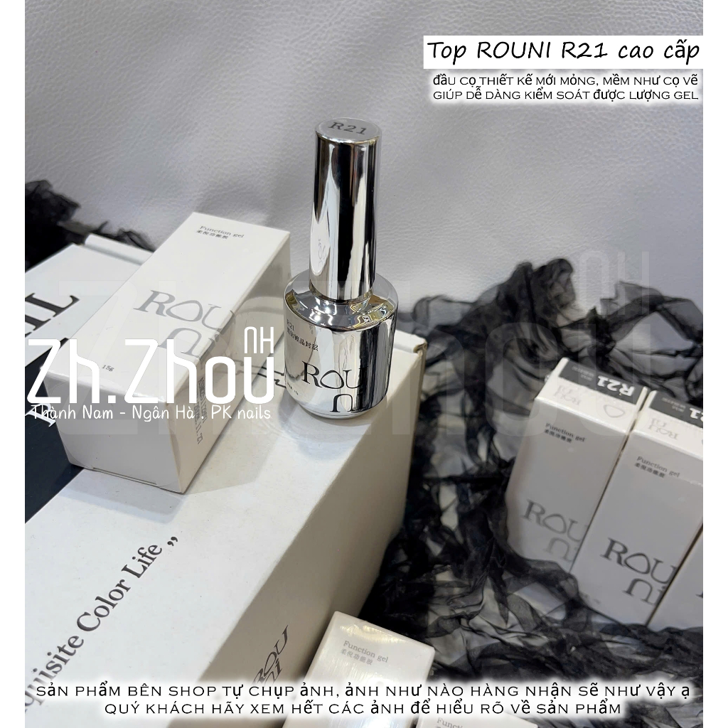 Sơn Gel Top bóng Rouni Cao cấp, top Rouni 21.base úp móng rouni, top siêu bóng, base top cứng móng rouni cao cấp