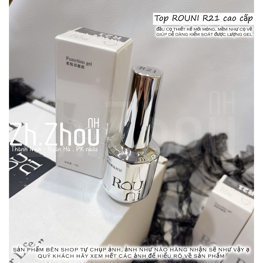 Sơn Gel Top bóng Rouni Cao cấp, top Rouni 21.base úp móng rouni, top siêu bóng, base top cứng móng rouni cao cấp