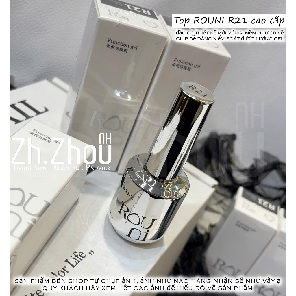 Sơn Gel Top bóng Rouni Cao cấp, top Rouni 21.base úp móng rouni, top siêu bóng, base top cứng móng rouni cao cấp