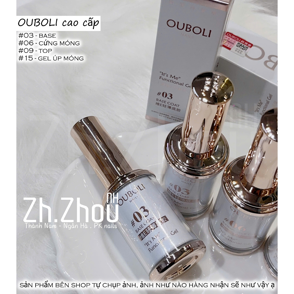 Base, Top, Cứng móng Ouboli chai 15ml Phiên Bản mới Siêu Bóng Bền