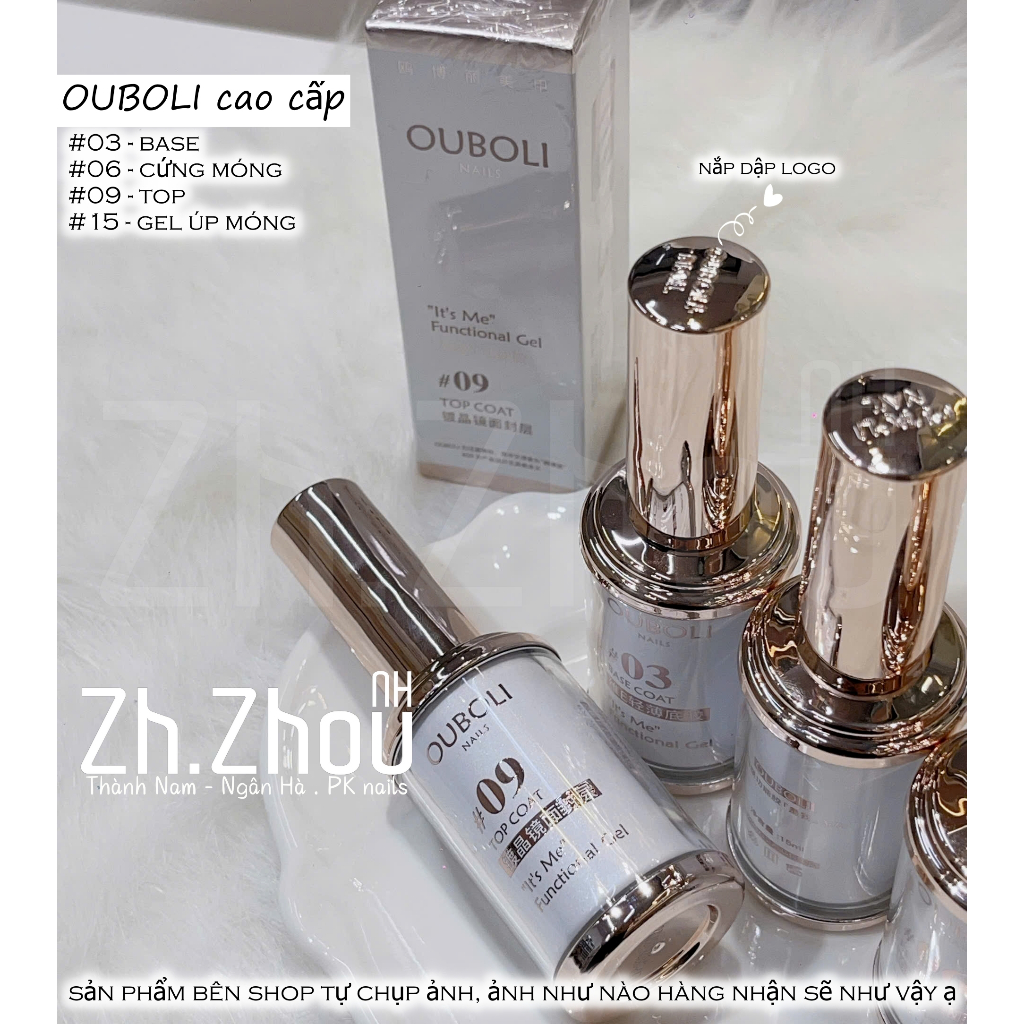 Base, Top, Cứng móng Ouboli chai 15ml Phiên Bản mới Siêu Bóng Bền