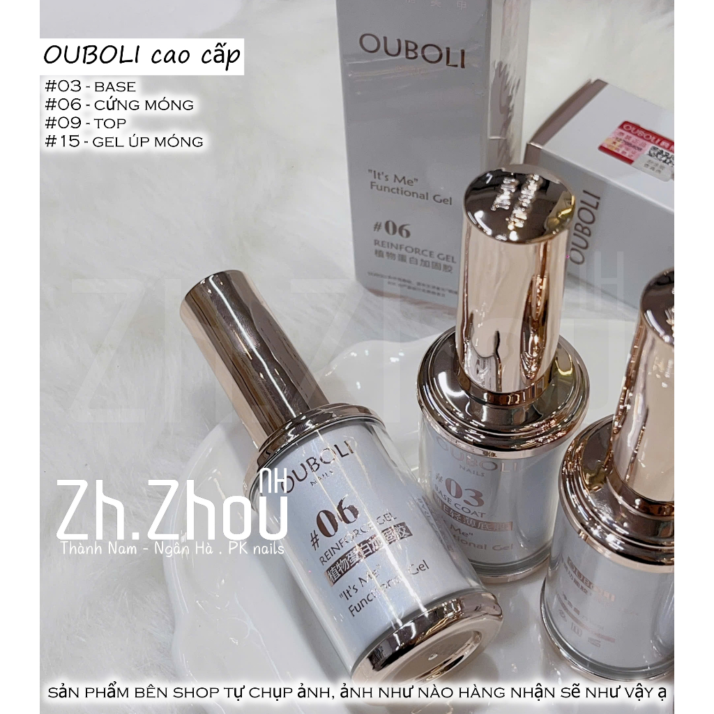Base, Top, Cứng móng Ouboli chai 15ml Phiên Bản mới Siêu Bóng Bền