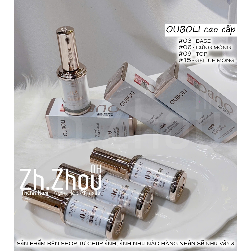 Base, Top, Cứng móng Ouboli chai 15ml Phiên Bản mới Siêu Bóng Bền