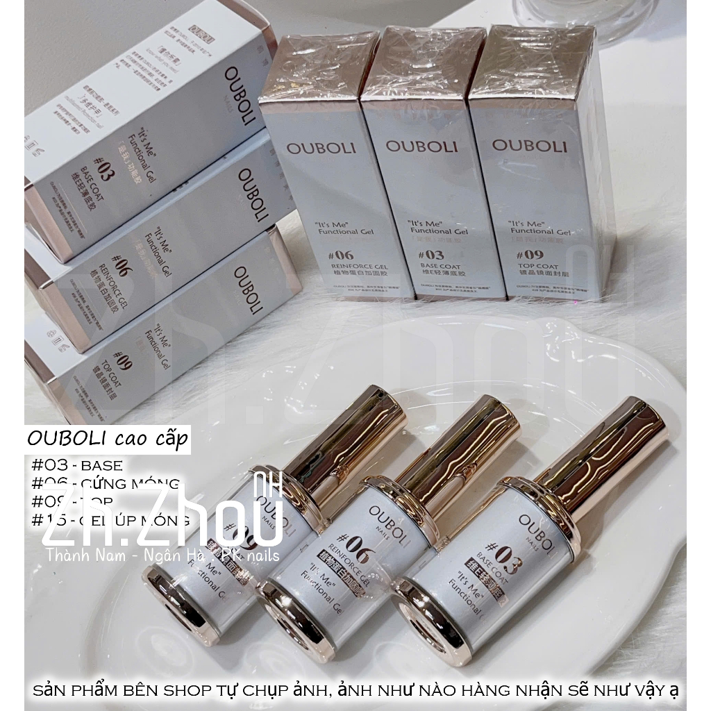Base, Top, Cứng móng Ouboli chai 15ml Phiên Bản mới Siêu Bóng Bền