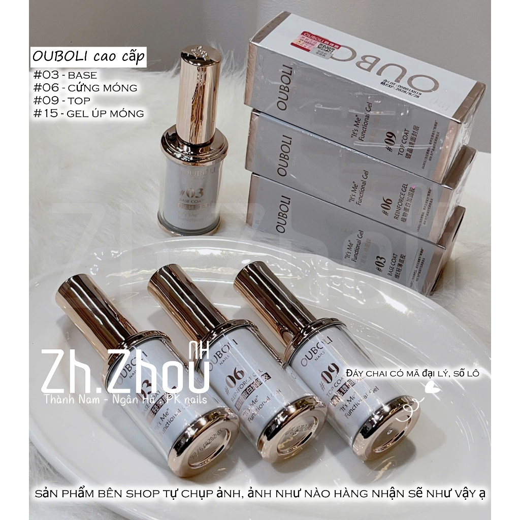 Base, Top, Cứng móng Ouboli chai 15ml Phiên Bản mới Siêu Bóng Bền