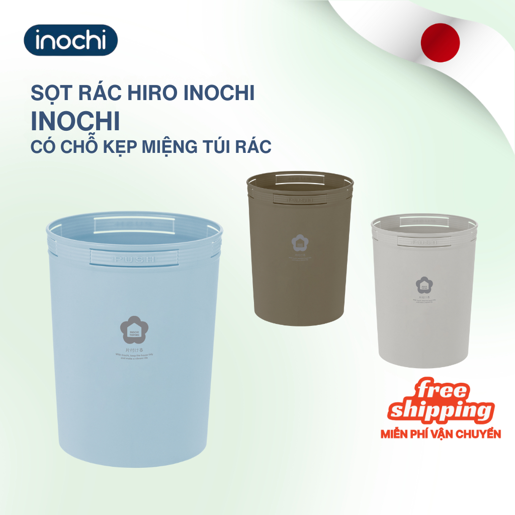 Sọt Rác Nhựa Tròn Hiro Inochi 5/10/15 Lít - kháng khuẩn, khử mùi, bền chắc, tiện lợi