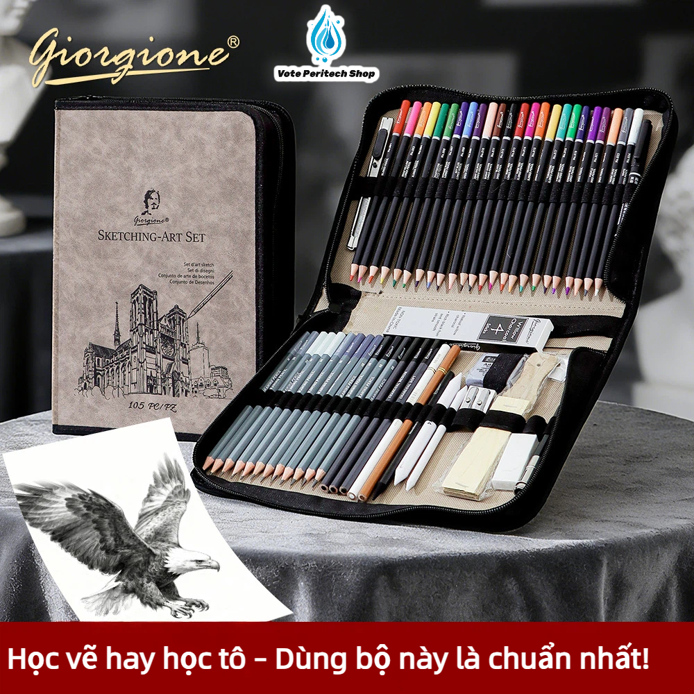 Bộ Bút Chì Vẽ Sketch Deli 27 33 57 Món Dụng Cụ Mỹ Thuật Có Than Tẩy Bút Tán Kèm Túi Cun