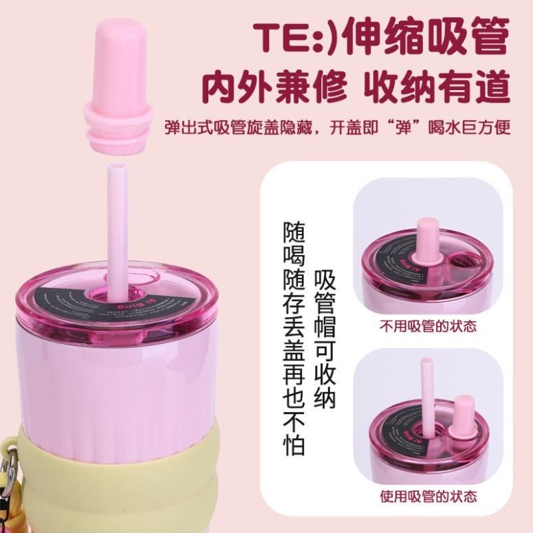 Ly giữ nhiệt dung tích 710ml có ống hút, bình giữ nhiệt nóng lạnh inox 316 cao cấp có quai xách tiện lợi