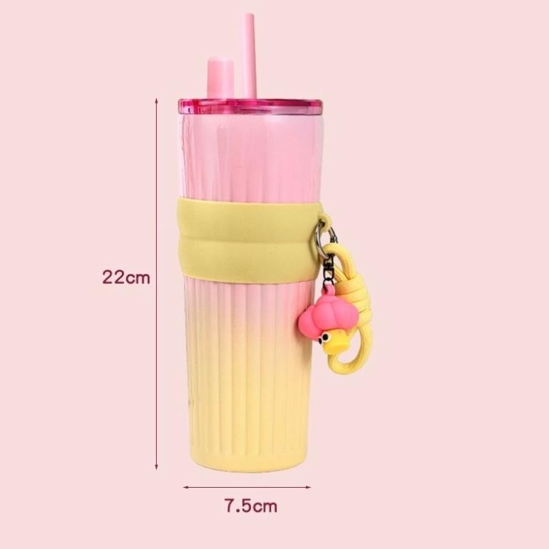 Ly giữ nhiệt dung tích 710ml có ống hút, bình giữ nhiệt nóng lạnh inox 316 cao cấp có quai xách tiện lợi