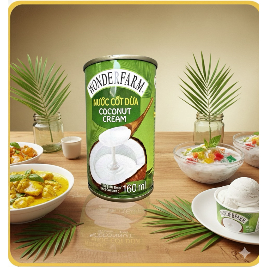 Nước Cốt Dừa Wonderfarm Lon 160ml - Thơm Ngon, Béo Ngậy