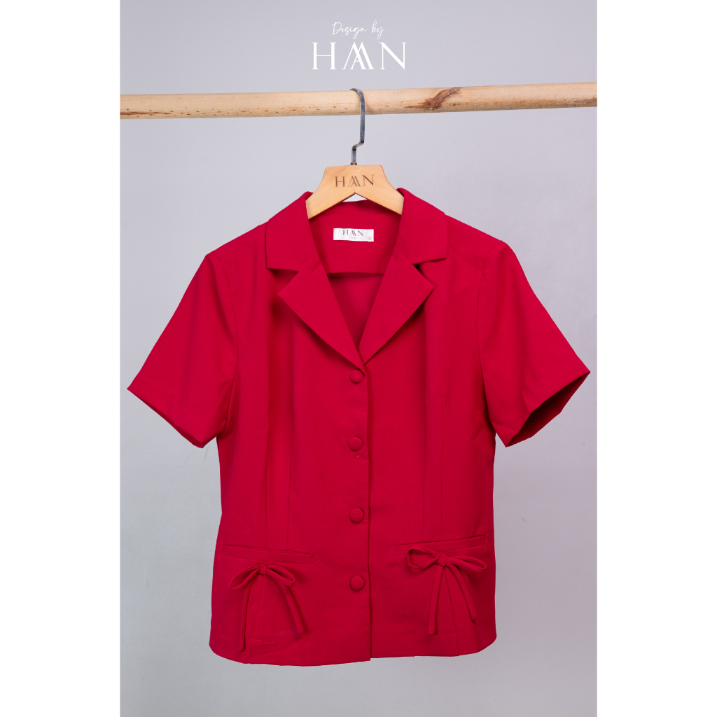 Áo Sơ Mi Nữ Công Sở Cổ Vest Màu Đỏ Hồng, Chất Liệu Mềm Mịn Thoáng Mát HAAN Design SM215