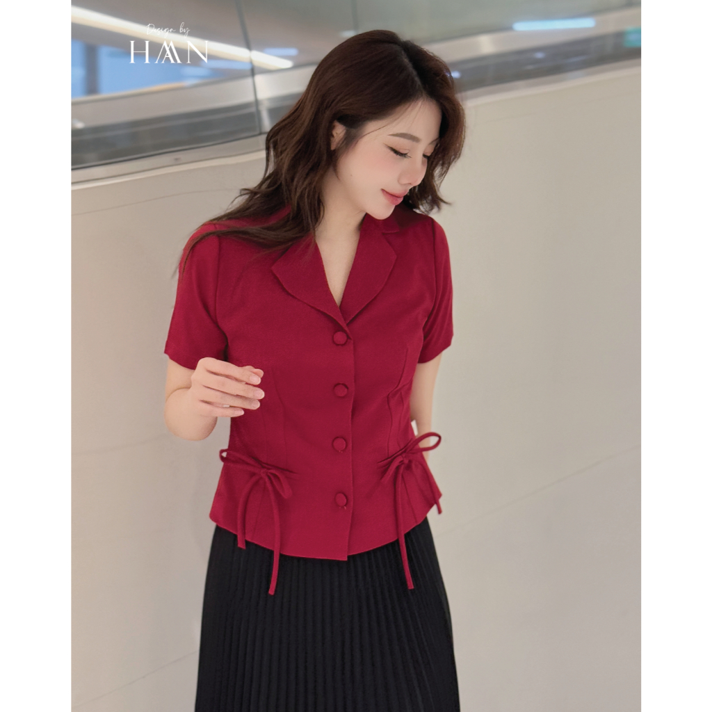 Áo Sơ Mi Nữ Công Sở Cổ Vest Màu Đỏ Hồng, Chất Liệu Mềm Mịn Thoáng Mát HAAN Design SM215