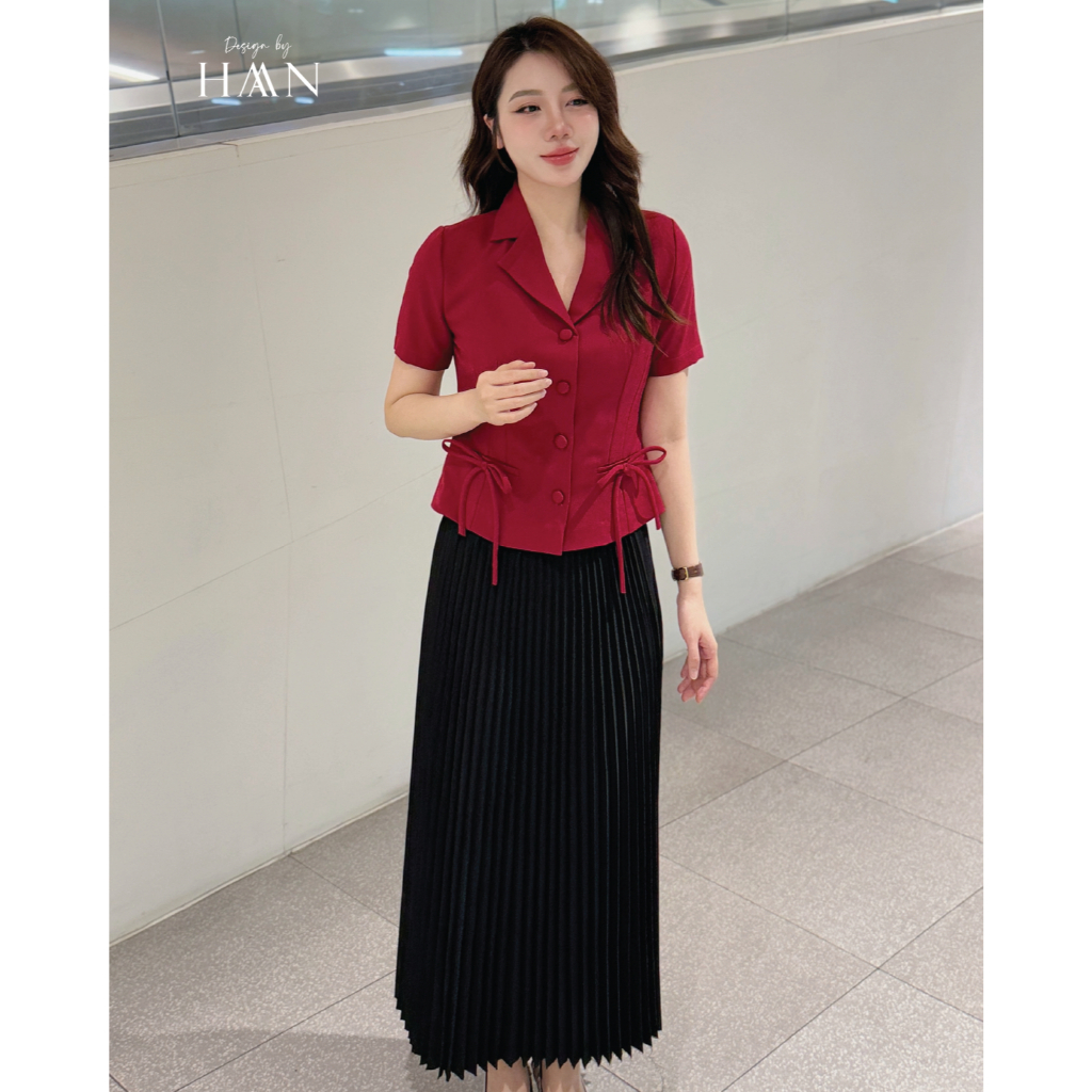 Áo Sơ Mi Nữ Công Sở Cổ Vest Màu Đỏ Hồng, Chất Liệu Mềm Mịn Thoáng Mát HAAN Design SM215