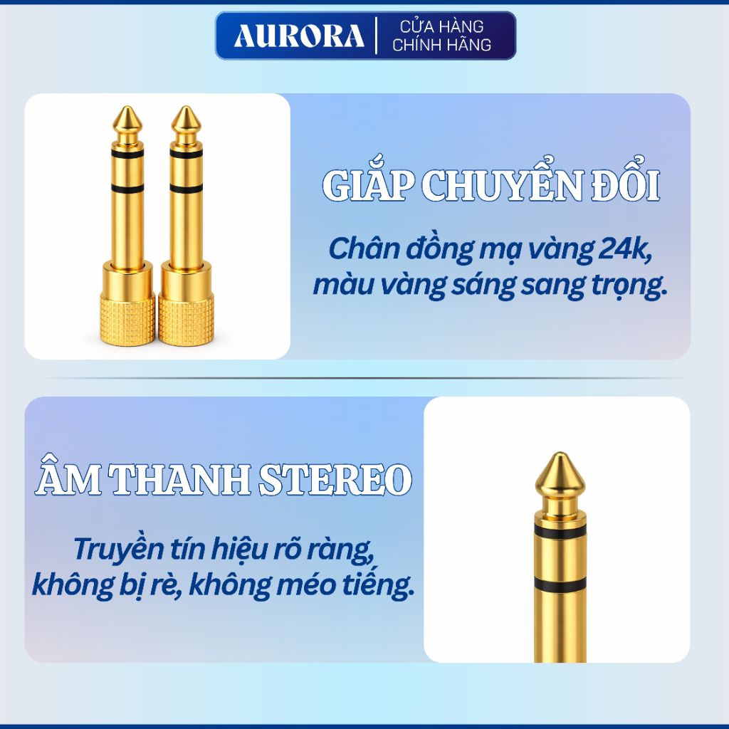Jack chuyển đổi âm thanh 6.5mm ra 3.5mm stereo - Đầu chuyển tai nghe piano, organ, loa, amply