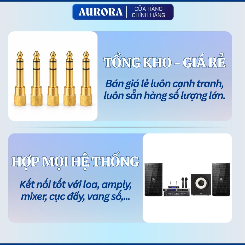 Jack chuyển đổi âm thanh 6.5mm ra 3.5mm stereo - Đầu chuyển tai nghe piano, organ, loa, amply
