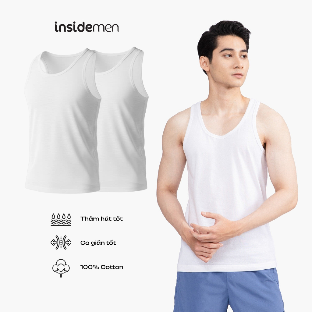 Set 2 Áo Thun Ba Lỗ Cotton Tanktop Nam Insidemen Mềm Mại Thoáng Mát Thấm Hút Tốt ITL001EDP02