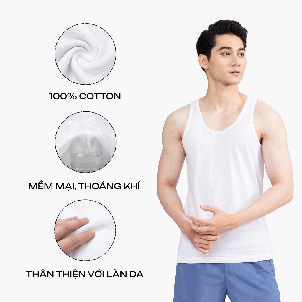 Combo 02/Combo 03 Áo Ba Lỗ Tanktop Nam Insidemen Cotton co giãn thấm hút ITT001EDP03