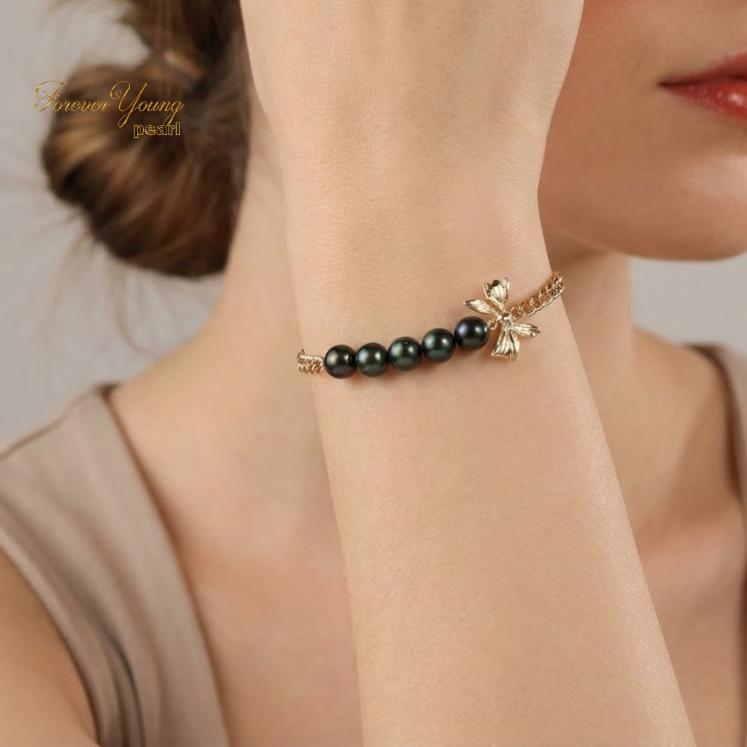 VT100 - Vòng Tay Mạ vàng 18K Kết Hợp ngọc Trai Nước Ngọt Cao Cấp 7-8 li. Chiều Dài 17cm - 22cm