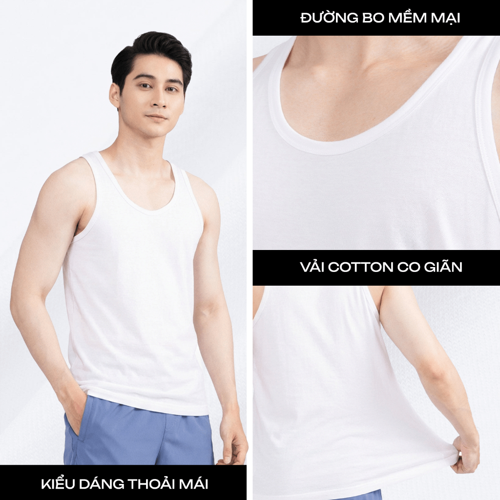 Combo 02/Combo 03 Áo Ba Lỗ Tanktop Nam Insidemen Cotton co giãn thấm hút ITT001EDP03