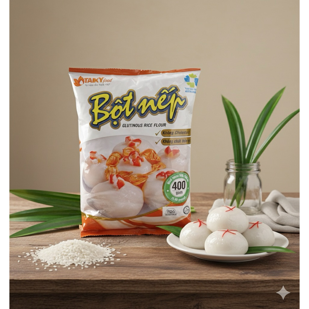 🌾 Bột Nếp Taky Food (400g) - Dẻo Thơm, Trắng Mịn, Chuẩn Vị Truyền Thống