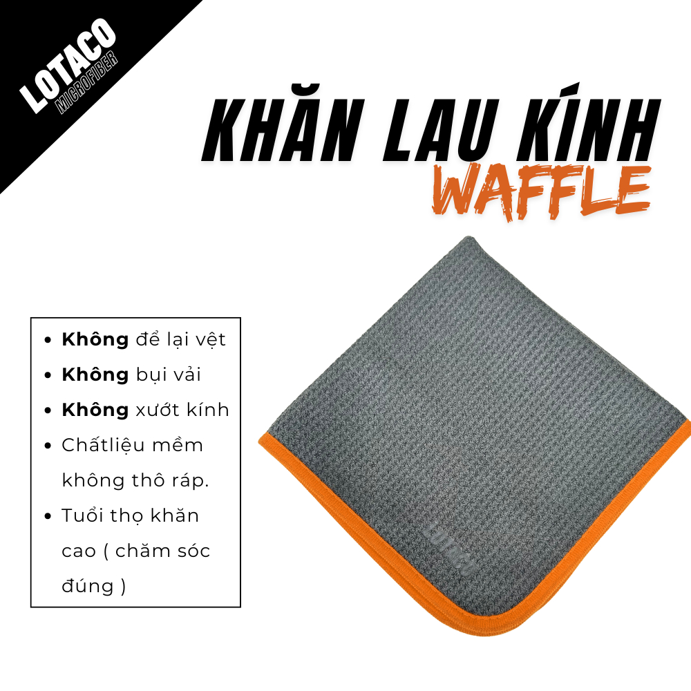 Khăn lau kính ô tô WAFFLE dòng cao cấp không để lại vệt LOTACO 40 x 40 cm không xướt kính | BigBuy360 - bigbuy360.vn