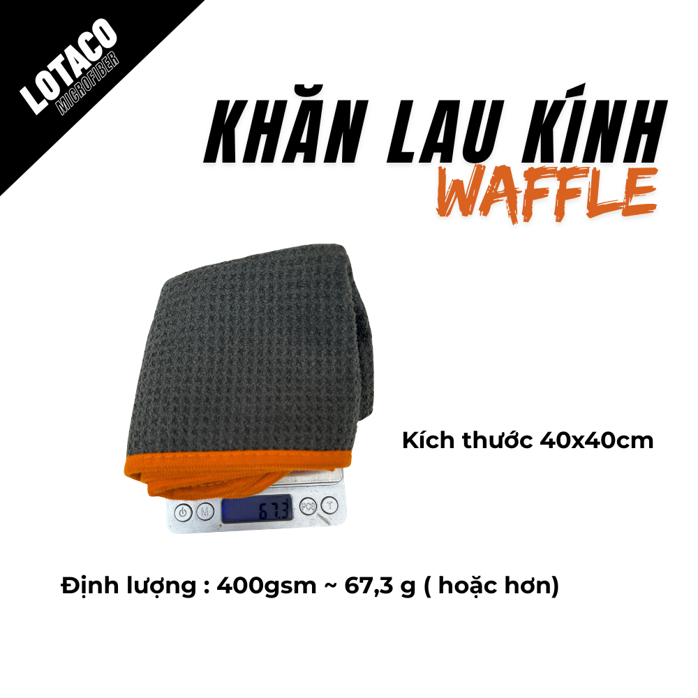 Khăn lau kính ô tô WAFFLE dòng cao cấp không để lại vệt LOTACO 40 x 40 cm không xướt kính | BigBuy360 - bigbuy360.vn
