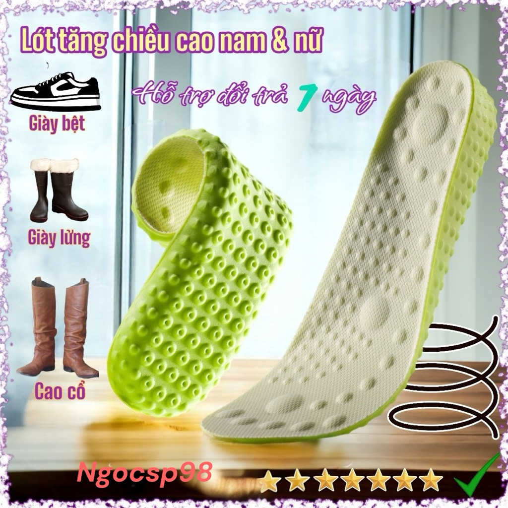 Cặp lót giầy tăng chiều cao hàng chuẩn xịn cao cấp 2026 , chất liệu cao su non êm thoáng đàn hồi không biến dạng