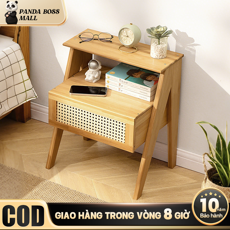 Tủ Đầu Giường Tre Đa Năng 2 Màu Lựa Chọn Thiết Kế Hình Thang Bề Mặt Đặt Đồ Rộng Rãi Phòng Ngủ Hiện Đại