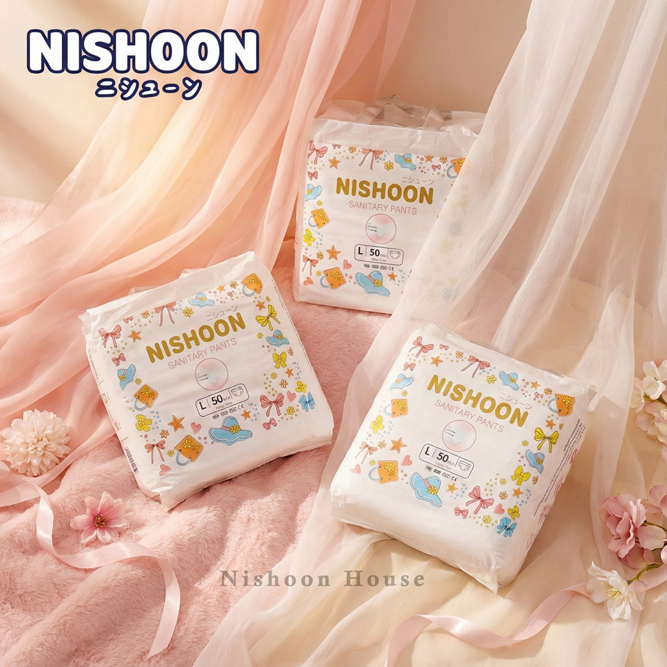[150 miếng] NISHOON  Băng vệ sinh quần phụ nữ– Thấm hút tốt, khô thoáng, mềm mại cho da