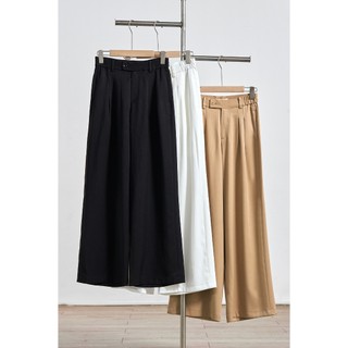 Quần Ống Rộng Công Sở LAMER FASHION Dáng Suông Chun Sườn Túi Dọc Vải Chéo Hàn Đứng Form O64W25Q005