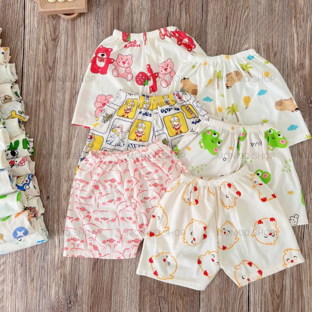 [Peinn] Set 5/10 Quần Cộc Chất Thun Tăm Cho Bé Trai, Bé Gái Size 5-15kg