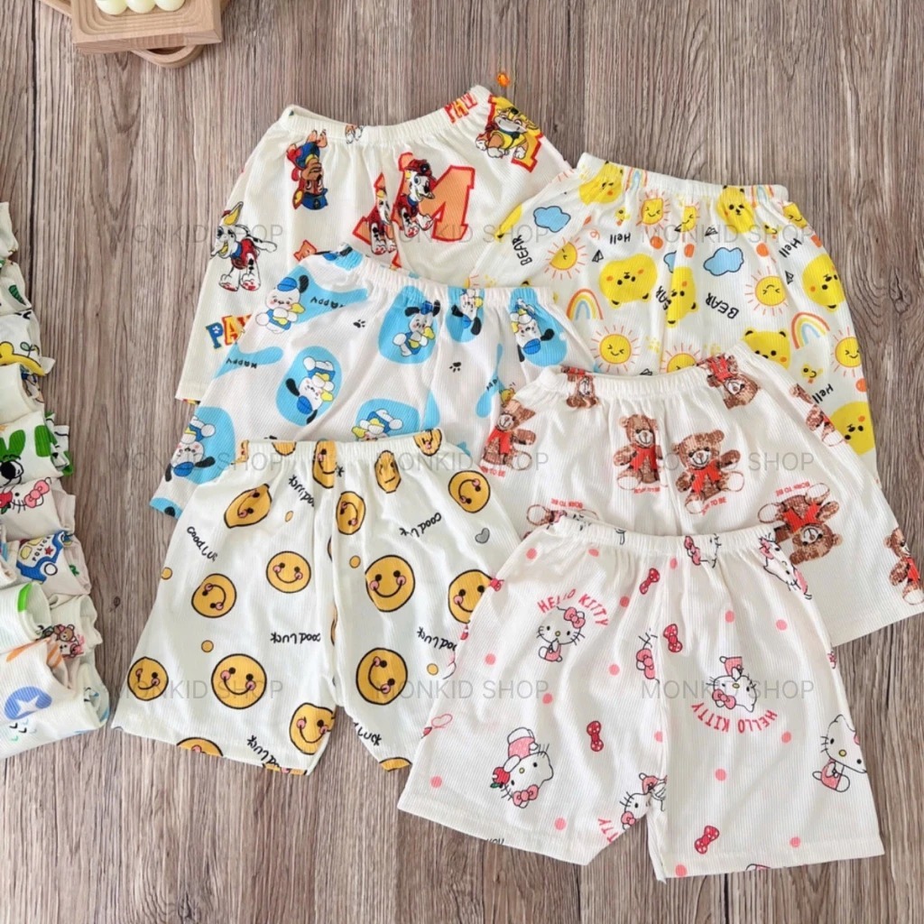 [Peinn] Set 5/10 Quần Cộc Chất Thun Tăm Cho Bé Trai, Bé Gái Size 5-15kg