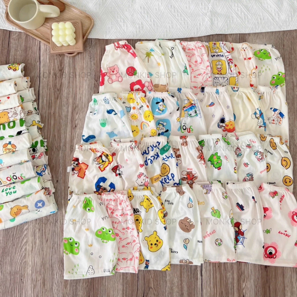 [Peinn] Set 5/10 Quần Cộc Chất Thun Tăm Cho Bé Trai, Bé Gái Size 5-15kg