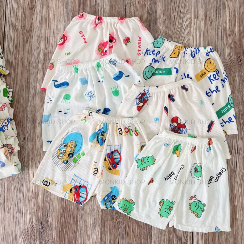 [Peinn] Set 5/10 Quần Cộc Chất Thun Tăm Cho Bé Trai, Bé Gái Size 5-15kg
