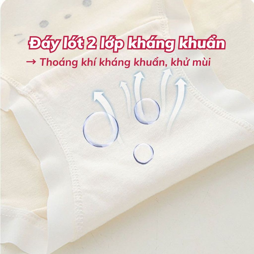 Quần lót nữ cotton kháng khuẩn cạp vừa tôn dáng, Quần chip nữ họa tiết mèo dễ thương LANIXA L1164