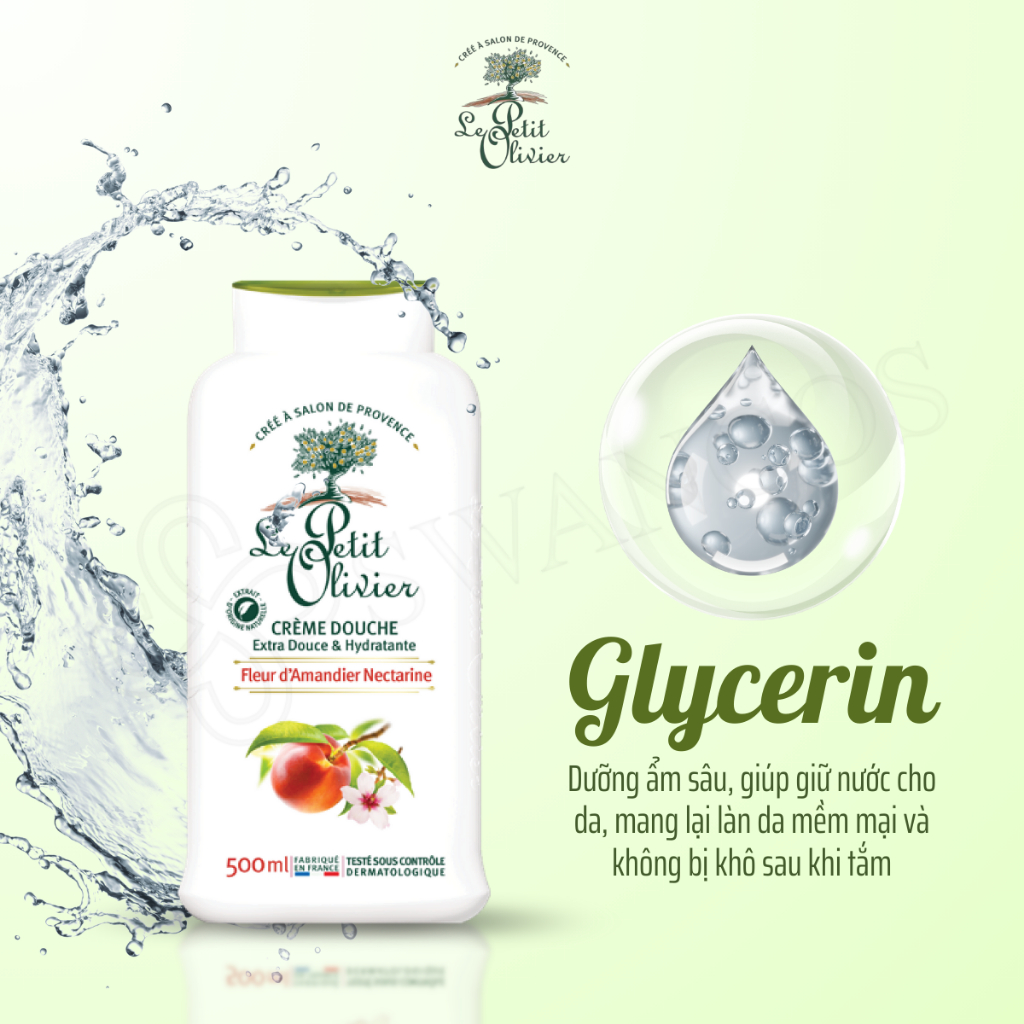 [500ml] Sữa Tắm Nước Hoa Pháp Le Petit Olivier Hoa Hạnh Nhân & Đào Làm Dịu Da, Dưỡng Ẩm Sâu Thơm Lâu