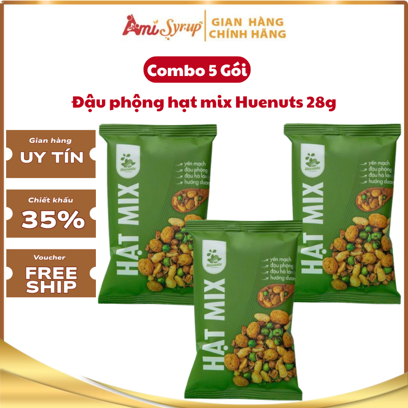 [Combo Giá Sỉ] Đậu Phộng Hạt Mix Huenuts 28g, Combo Ăn Vặt 4 Trong 1 Chuẩn Gu Mọi Tín Đồ (date 11/7/2026)