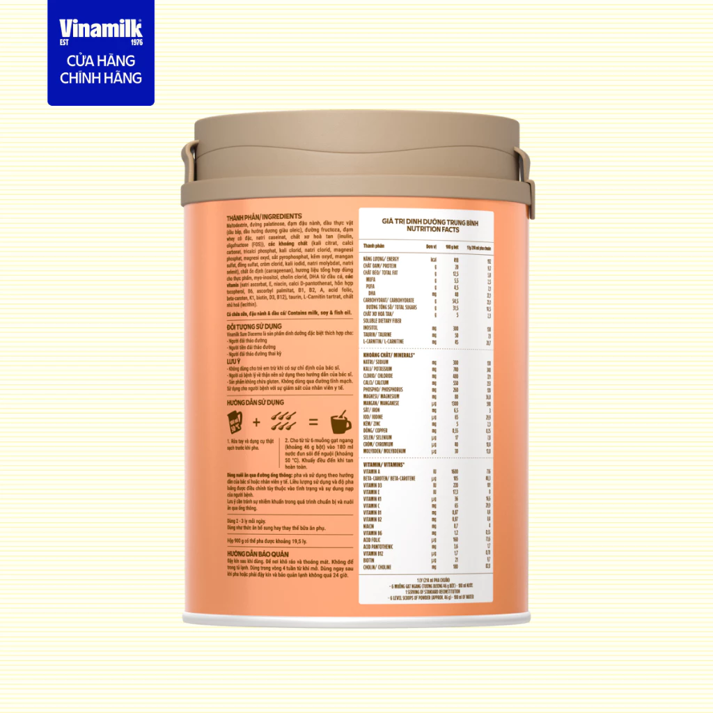 Sữa bột Dành cho người tiểu đường Vinamilk Sure Diecerna 900g