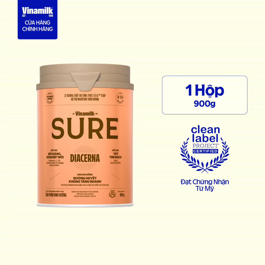 Sữa bột Dành cho người tiểu đường Vinamilk Sure Diecerna 900g