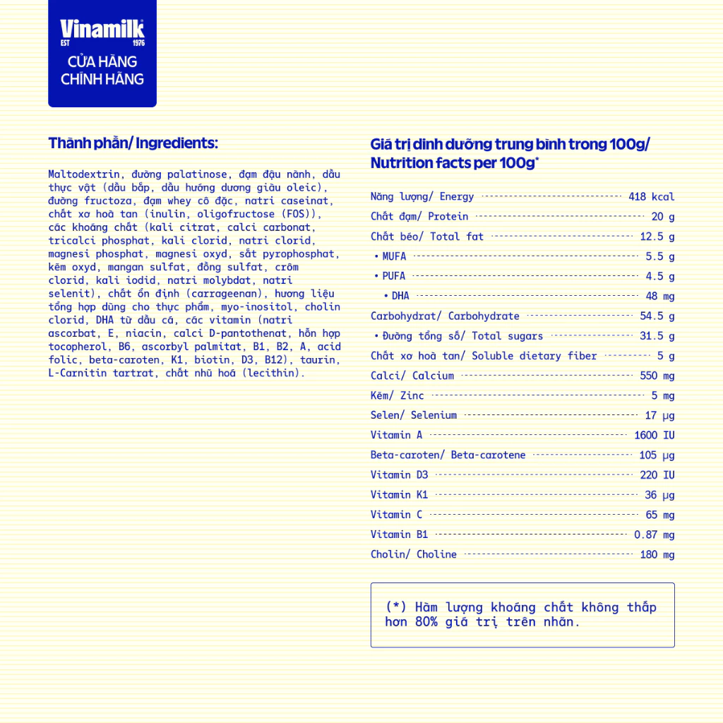Sữa bột Dành cho người tiểu đường Vinamilk Sure Diecerna 900g