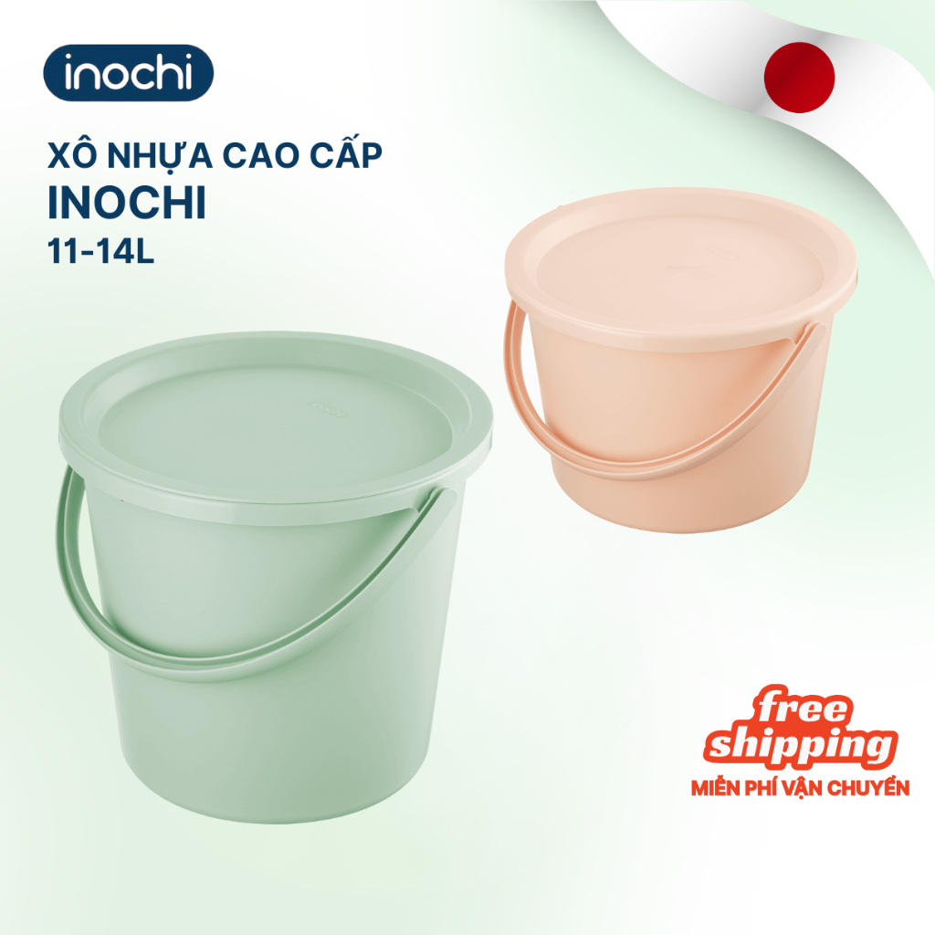 Xô nhựa có nắp cao cấp Notoro 11L 14L Inochi  tiêu chuẩn Nhật Bản, tiện lợi, an toàn, bền bỉ
