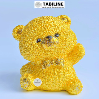 Heo đất ống tiết kiệm tiền lỗ tròn gấu xù bông size lớn màu vàng gold đáng yêu LD41 - TABILINE