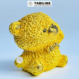 Heo đất ống tiết kiệm tiền lỗ tròn gấu xù bông size lớn màu vàng gold đáng yêu LD41 - TABILINE