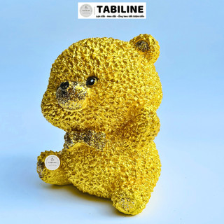 Heo đất ống tiết kiệm tiền lỗ tròn gấu xù bông size lớn màu vàng gold đáng yêu LD41 - TABILINE