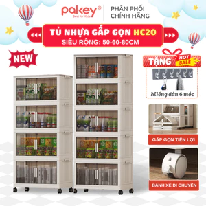Tủ Nhựa Gấp Gọn Phong Cách Hiện Đại - Tủ Nhựa Đựng Đồ Tiện Lợi Kính Trong Có Bánh Xe Di Chuyển Tiện Lợi