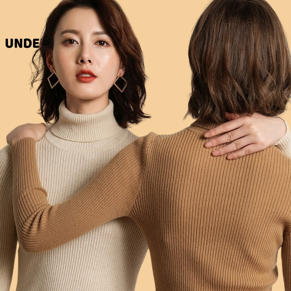 Áo Len tăm Cổ Lọ Nữ giữ nhiệt siêu ấm UNDERCOOL Len Gân Tăm Co Giãn Nhiều Màu sắc trẻ trung , Live ADT02